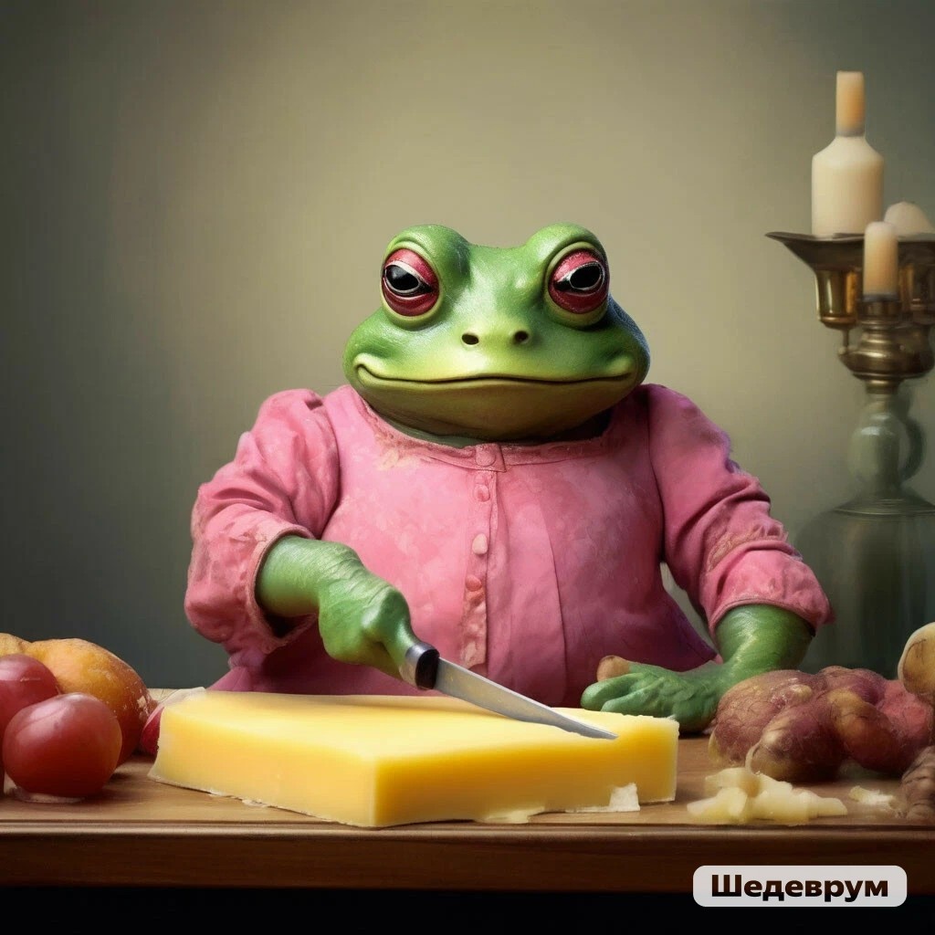 Жаба нарезает сыр