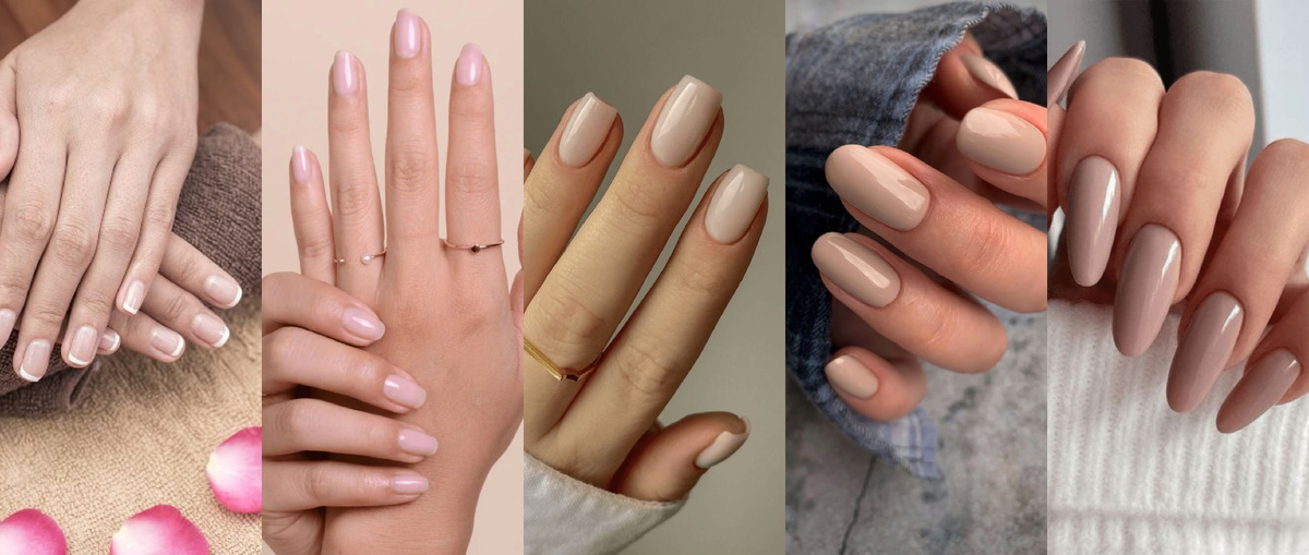 Натуральные ногти и нюдовое покрытие.