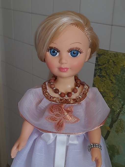 Бальное платье "Золотые туманы сентября" для куклы Анастасии. Сентябрь, 2024. 