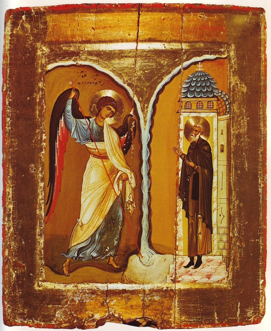 Чудо архистратига Михаила в Хонех. Православная византийская (?) икона. XII в.