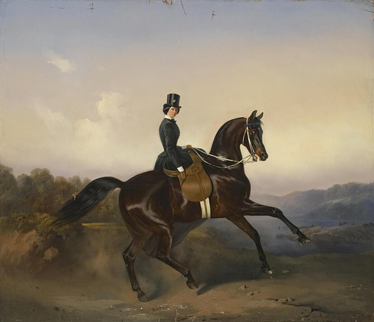  «Портрет неизвестной в костюме амазонки», Николай Егорович Сверчков, Россия, середина XIX в., Государственный Эрмитаж