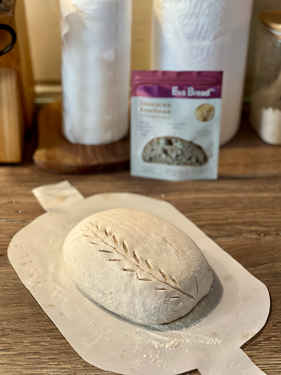 Заготовка хлеба для выпечки в духовке, на закваске Eva Bread и органической муке.