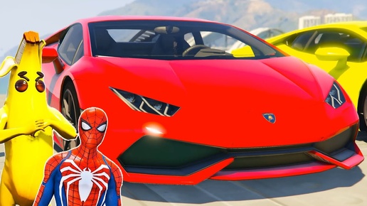 GTA V Epic New Stunt Race For Car Racing Challenge by Trevor and Shark spider-man