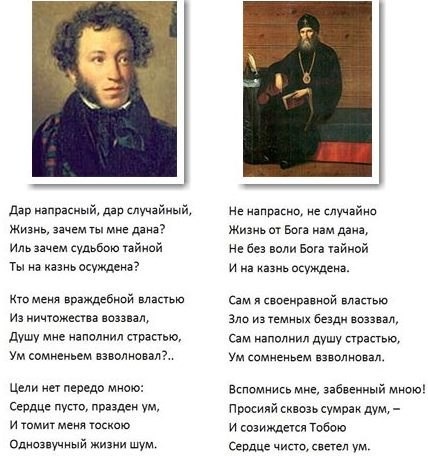 Стихотворение А.С. Пушкина -"Дар напрасный" и ответ ему от Святителя Филарета, митрополита Московского.