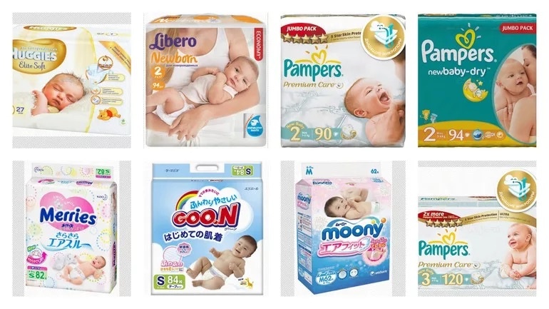 Разнообразие памперсов на рынке. 