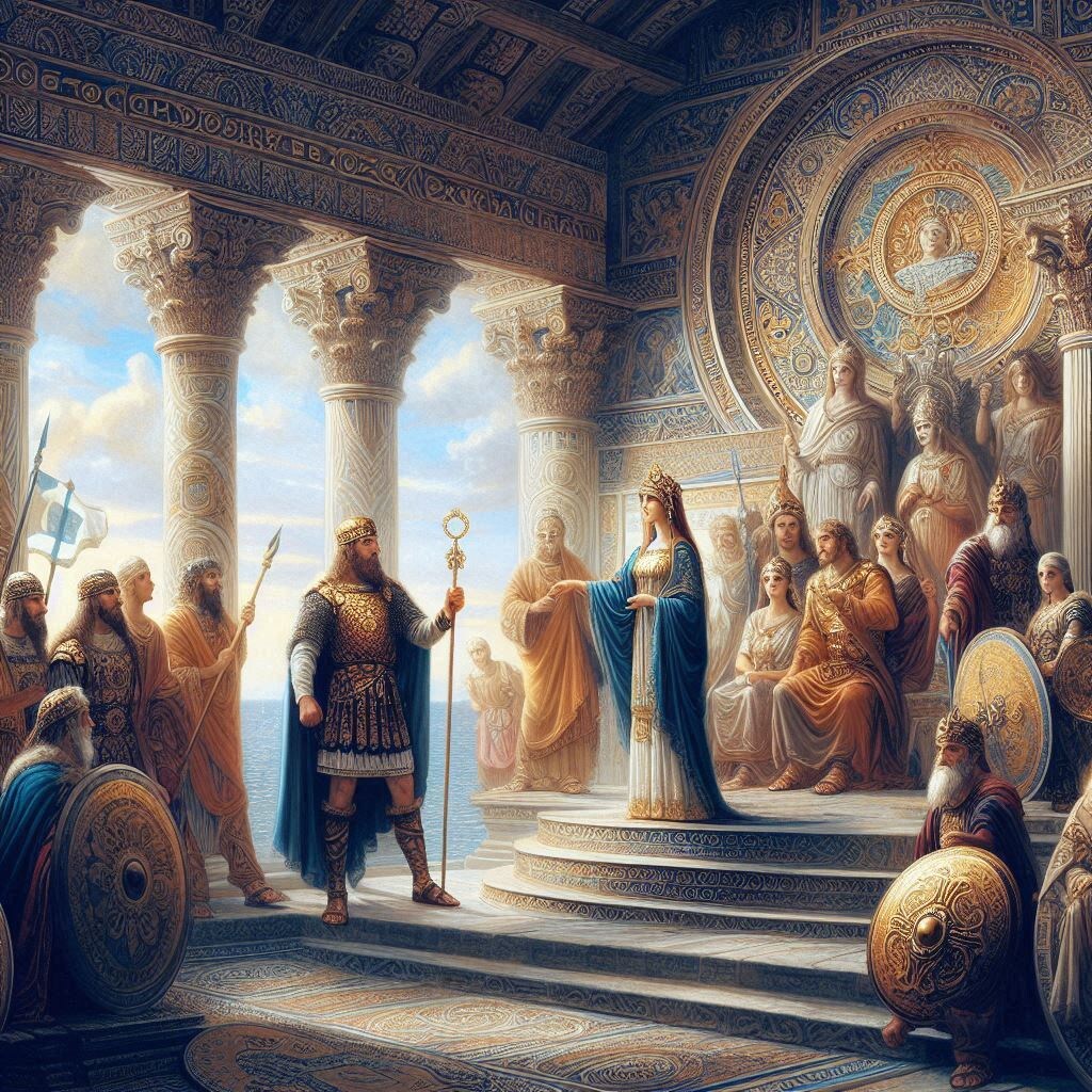 	Задумал князь киевский Владимир Святославич породниться с Византией и потребовал себе в жены сестру византийского императора Анну. Гордый император Василий II посчитал для себя позором родниться с варварами, идолопоклонниками и отказал русскому князю.
	Тогда Владимир Святославич собрал бояр, воевод, дружинников и сказал им:
- Витязи, богатыри, верные мои дружинники! Задумал я думу великую и надеюсь, что вы поддержите меня. Мне и всем вам стыдно отныне именоваться идолопоклонниками. Bce европейские государи поклоняются единому небесному богу, только мы выдуманному нашими праотцами. Я посылал послов ко всем народам и убедился, что самая лучшая вера у грековинов. И решил я принять эту веру. Но византийские императоры не желают иметь нами дело. Я хочу завоевать в Таврике греческие земли  и заставить Византию считаться с нами. Мы поплывем в Корсунь и возьмем ее. А когда договоримся с Византией, восстановим эти земли во власти и возвратимся домой.