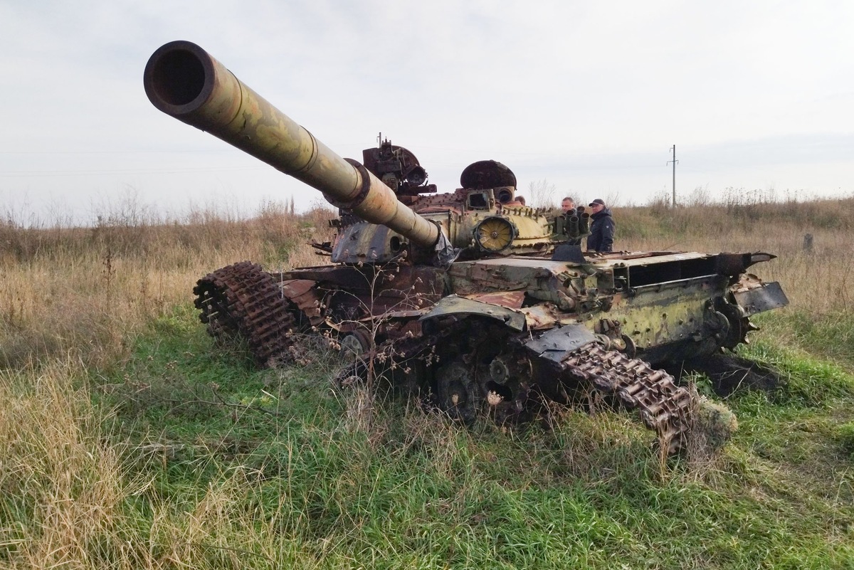 Уничтоженный украинский танк, фото взято из открытых источников