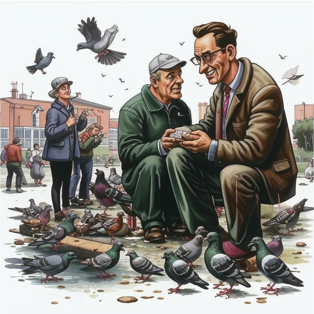 Кормим голубей