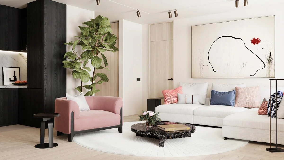 Пример оформления кухни-гостиной в ЖК Symphony 34 