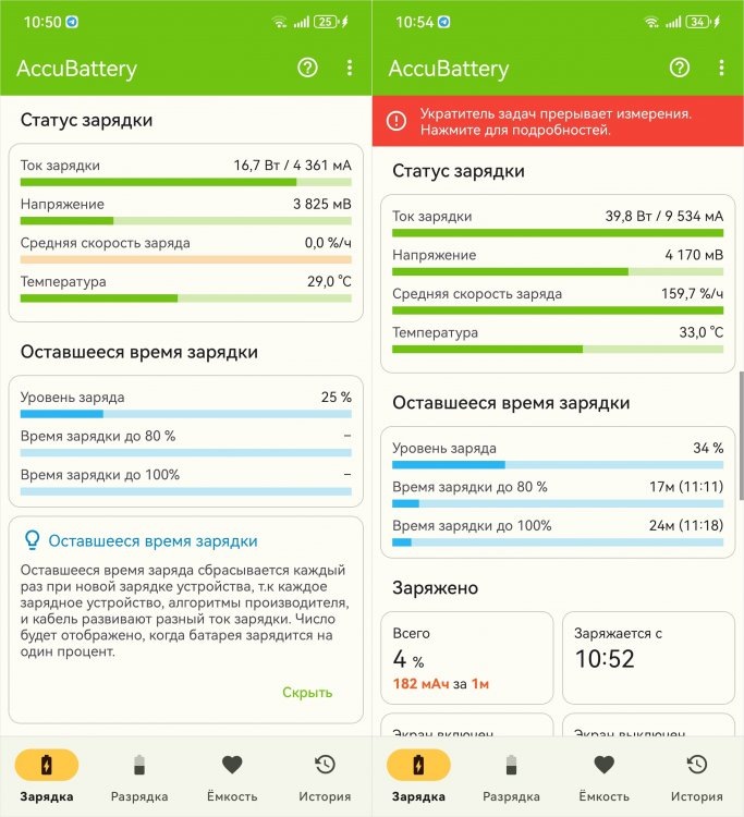    Cлева — неродное ЗУ и кабель, а справа — родные