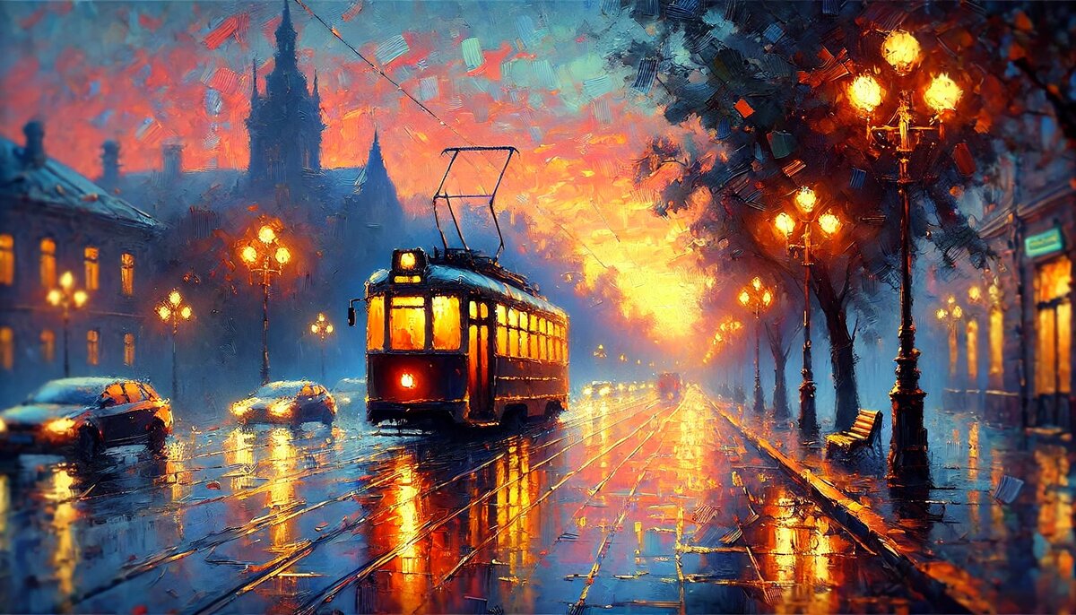 Трамвай дернулся, тронувшись с места.