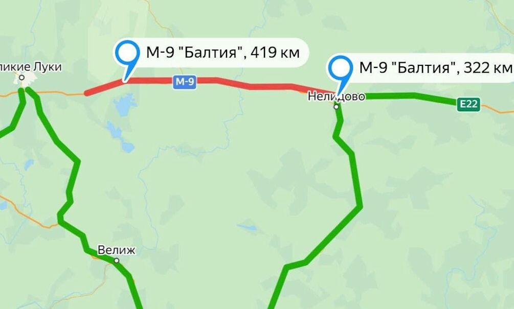   На карте – схема перекрытия движения в Тверской области и пути объезда