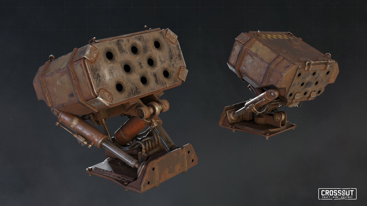 Ракетница «Рой» 
Редкость: легендарная. ОМ: 2200.
Стреляет быстрыми и маневренными ракетами, самонаводящимися на область, которые летят по навесной траектории и взрываются при попадании. Залп выпускает 24 ракеты. Радар увеличивает дальность ведения огня. 
Боезапас: 14 залпов.
Прочность: 331 ед.
Расход энергии: 11 ед.
Масса: 265 кг.
Перк: за каждую ракету из залпа, попавшую по противнику, урон следующего залпа увеличивается на 2,5%, а его скорость перезарядки на 3,5%. Максимальный эффект достигается при попадании 8 ракет.