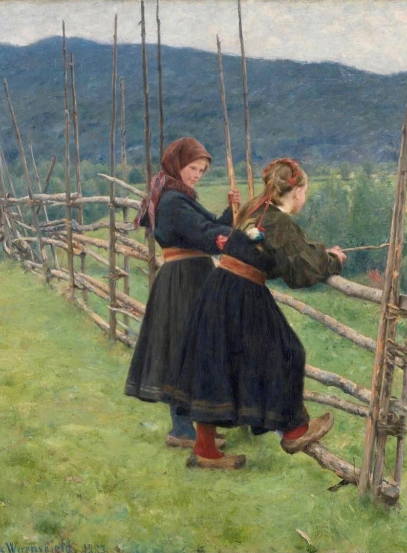 «Сентябрь» — картина норвежского художника Эрика Теодора Вереншёльда (1855–1938), написанная в 1883 году.

На картине изображён осенний пейзаж: поле, покрытое ещё зелёной травой, и изгородь, у которой стоят две юные девочки. Всё вокруг окрашено в тёплые осенние тона, создающие атмосферу уюта и спокойствия. Небо затянуто облаками, но сквозь них пробиваются лучи солнца, мягко освещая землю.

В центре картины можно увидеть фигуры двух девочек, которые, облокотившись на изгородь, непринуждённо беседуют между собой. Их поза и выражение лиц говорят о том, что они наслаждаются красотой окружающего мира и черпают в нём вдохновение.

Размер картины: 98×80 см.

Картина «Сентябрь» находится в Национальном музее искусства, архитектуры и дизайна в Осло, Норвегия. 