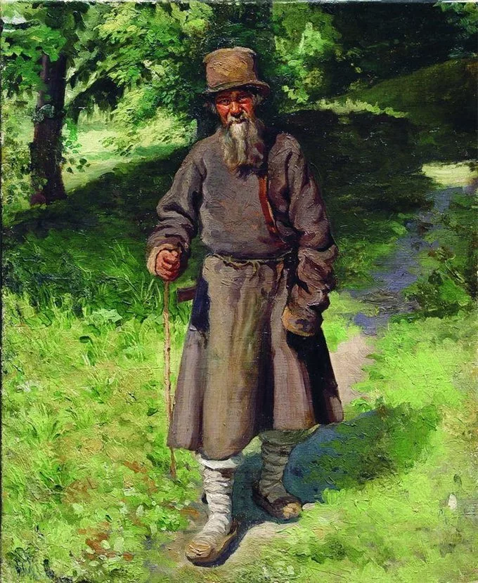 Н.А. Ярошенко. "Крестьянин в лесу".(в армяке) 1880 /Из частной коллекции. //Из открытых источников.