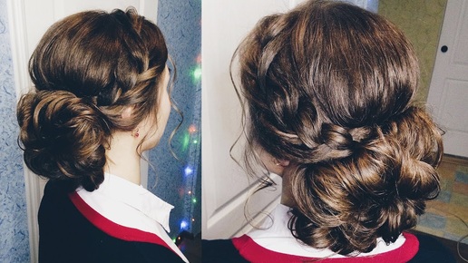 КАК сделать ПУЧОК без валика и без накладных прядей ? !) | Double Braided Updo | LONITSA