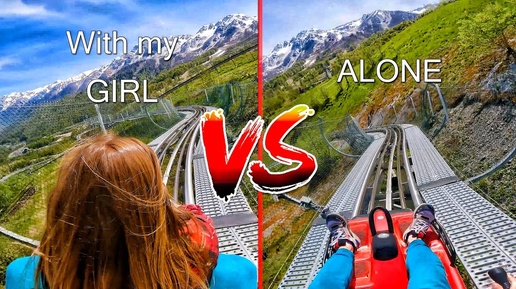 Epic Mountain Toboggan Challenge: Solo vs. With My Girlfriend!