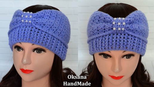 Весенняя повязка на голову крючком. Crochet headband