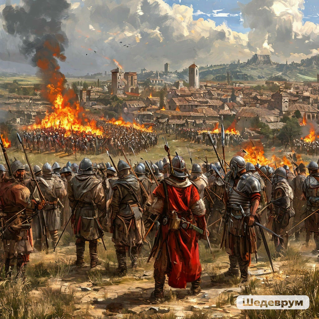 Мятежники сражаются с лояльными войсками империи Кватерии. Регулярная армия с грустью наблюдает за горящей провинцией, которую вынуждена покинуть. 