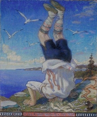 «Стойка на голове», художник Оскар Каллис, прибл. 1912-1915 гг.