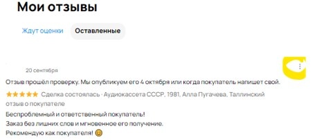 Скриншот из профиля автора