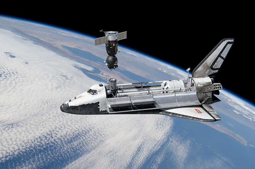      Так спасательный «Союз» мог бы пристыковаться к шаттлу программы «Буран» с помощью системы АПАС-89 (Вадим Лукашевич/www.buran.ru).