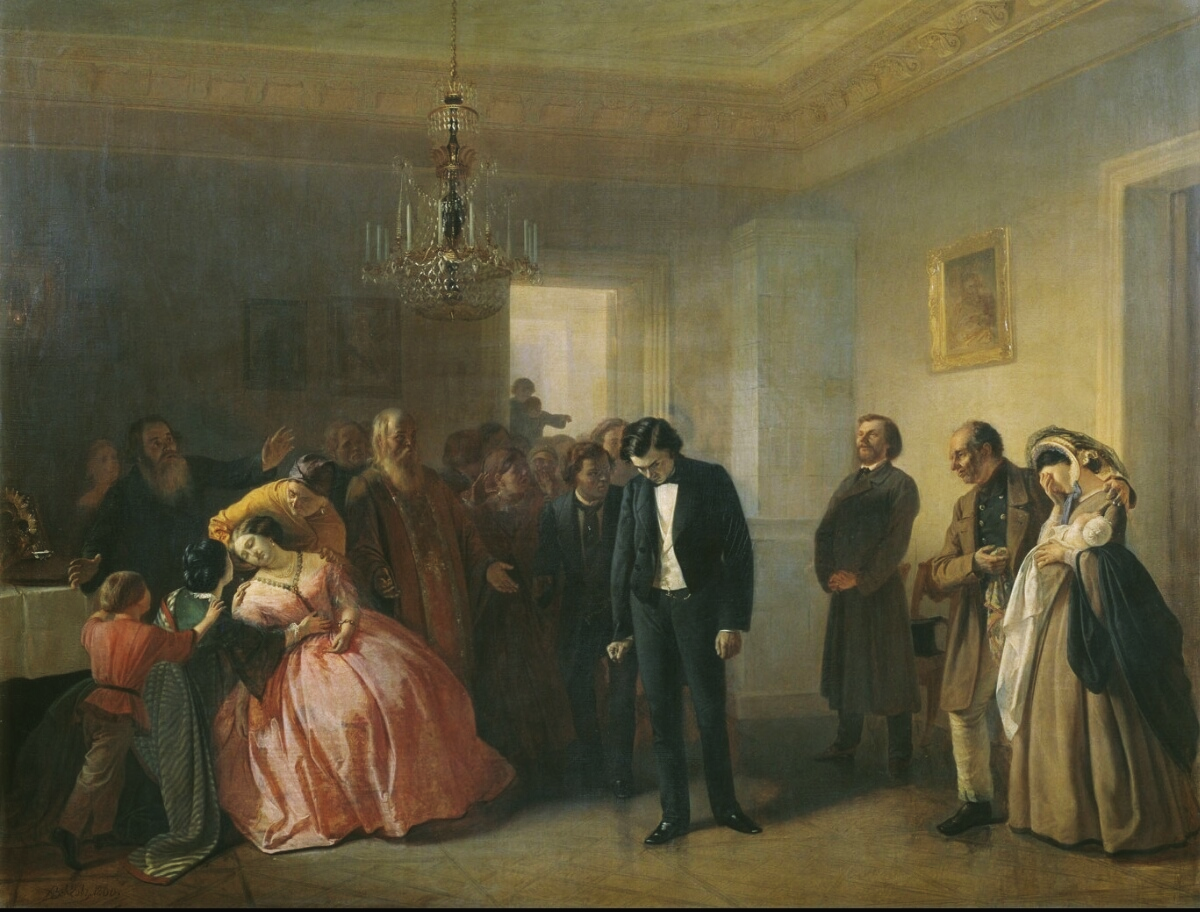 Адриан Волков. Прерванное обручение, 1860. Государственная Третьяковская галерея, Москва