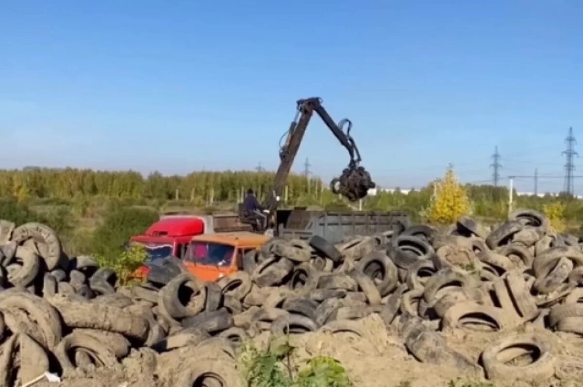    Свалку старых покрышек начали убирать на Сибирском кольце в Новосибирске