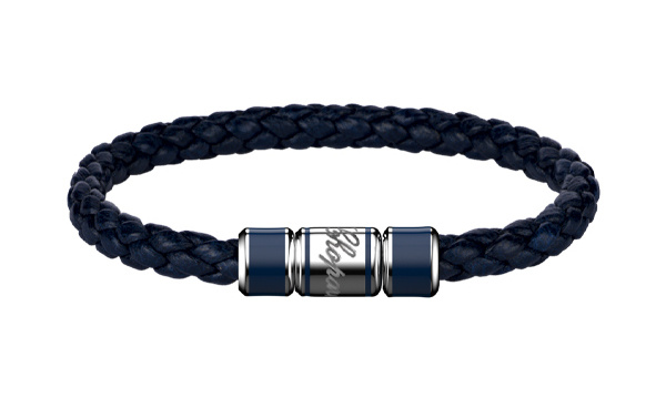 Браслет Chopard Signature из черной кожи с посеребренной вставкой, покрытой черным лаком