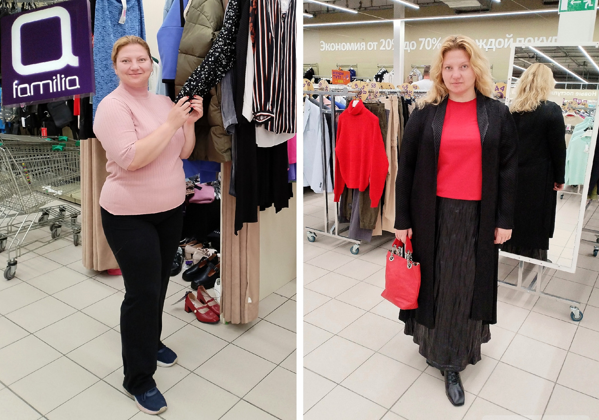 Так Наталия пришла в Familia (слева) и такой эффектный образ мы ей подобрали (справа). 