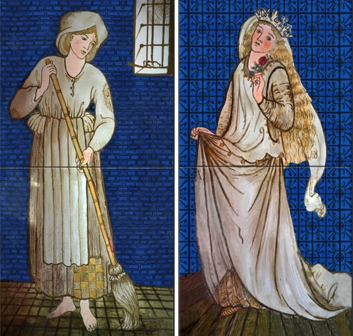 Художественная плитка по мотивам сказки о Золушке. Эдвард Коули Берн-Джонс и Майлз Фостер. 1862 г. 