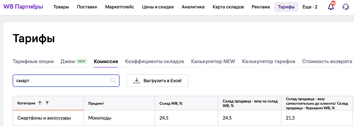 Размер комиссии в вашей категории на WB легко узнать в ЛК продавца