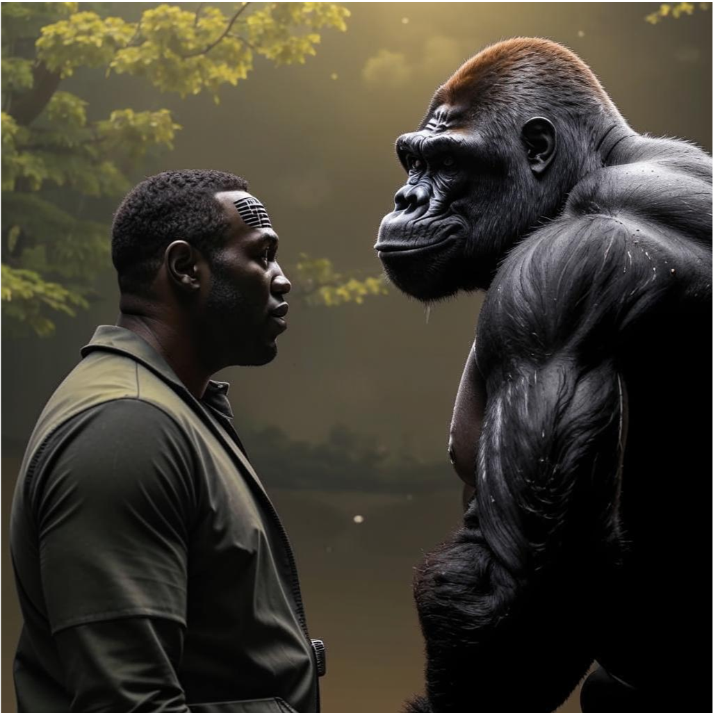 Человек и обезьяна задумались над происхождением своих видов.