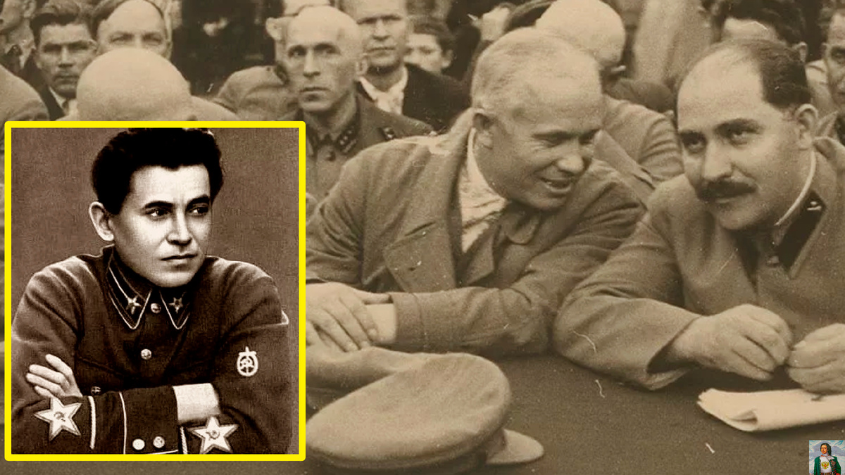 Слева на фото тот самый Ежов, кстати в конце 80-х Хрущев во всю оправдывал Ежова, что тот не виноват в репрессиях, а просто выполнял приказы Сталина  