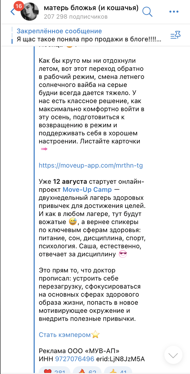 Примеры рекламы, взяты из канала Митошиной