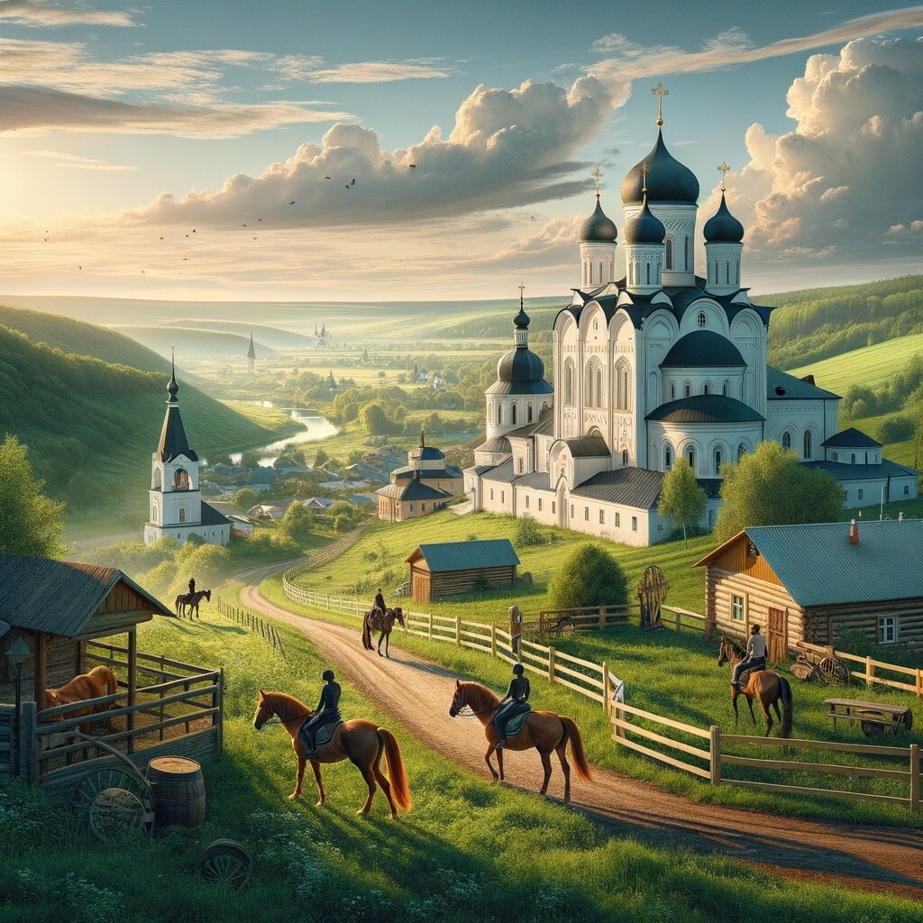 Село Борис и Глеб рядом с Муромом (сделано с помощью ИИ)