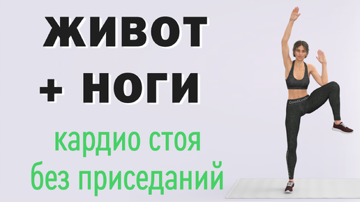 15 мин ЖИВОТ + ТАЛИЯ + НОГИ - Кардио-тренировка стоя🔥20 упражнений для сжигания жира (без приседаний и без прыжков)