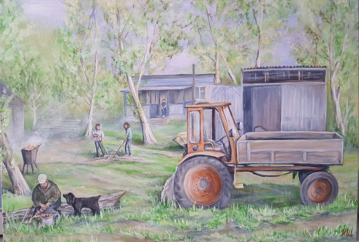 "Субботник", Н. Швецова, масло/холст, 50*70см