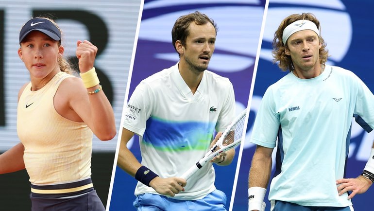    Мирра Андреева, Даниил Медведев, Андрей Рублев.Jamie Squire, Clive Brunskill, Getty Images