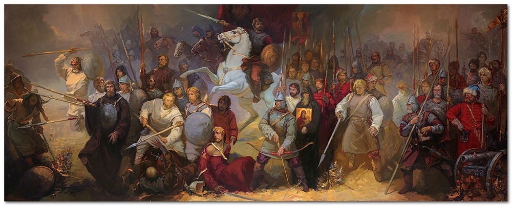    На картине (2,9х7,35 м) заслуженного художника Анатолия Костяникова - русские герои Судбищенской битвы. Наши остановили нашествие Орды, многократно превосходящей их по численности. / Фото: okmuseum.ru