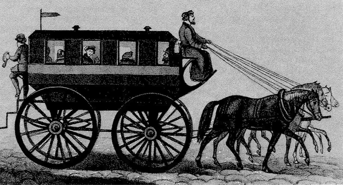    Дилижанс на Петербургско-московском шоссе. 1830-е гг. Литография.