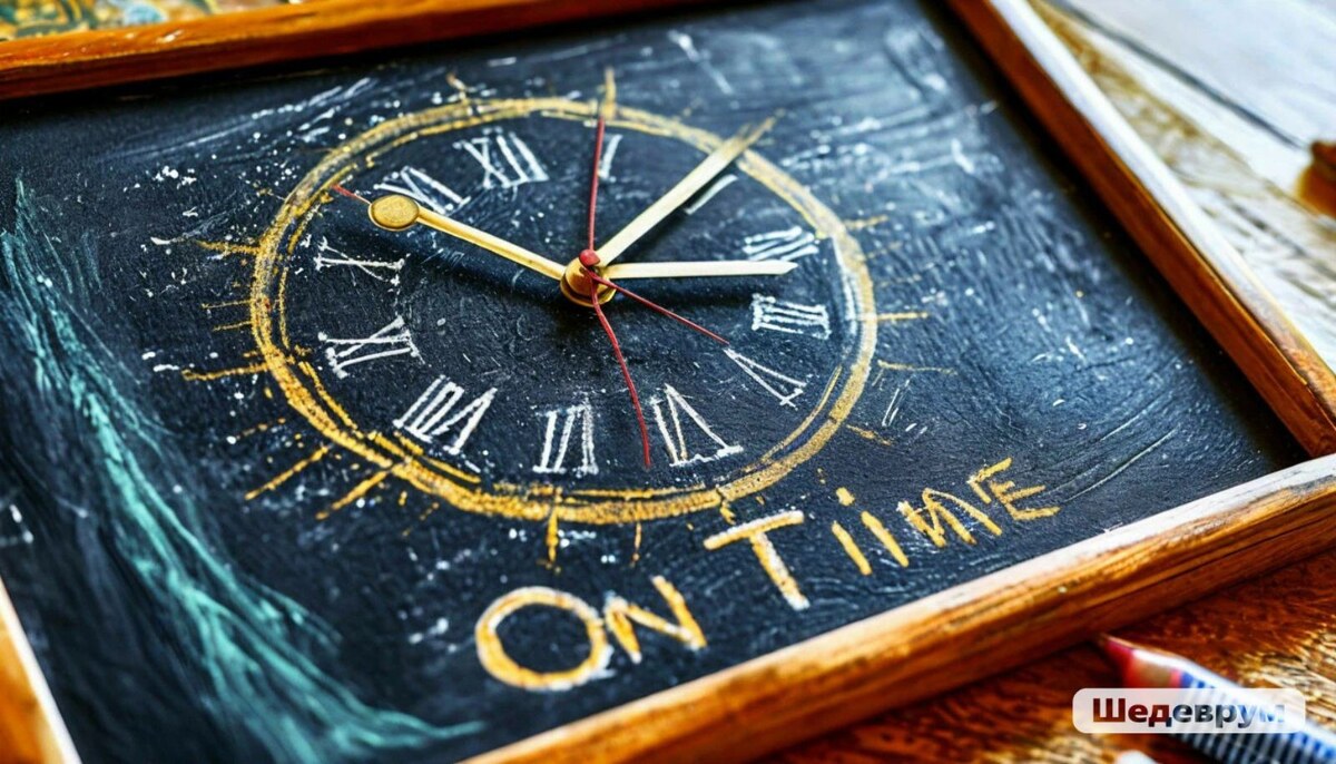 Так ИИ видит английскую фразу "on time" в картинке. Спорить не стала, хотя у него и спеллинг страдает, и стрелок на циферблате что-то многовато. 