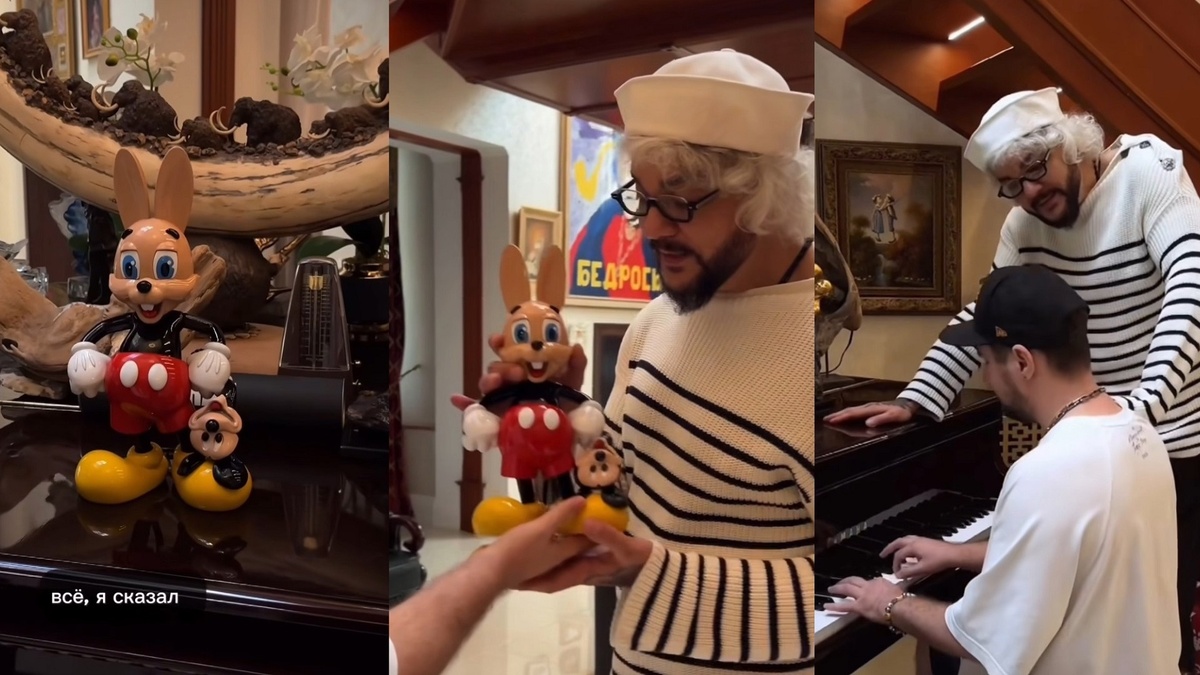 Новую фигурку Филиппу Киркорову вручил художник Евгений Чез. Фото: социальные сети.