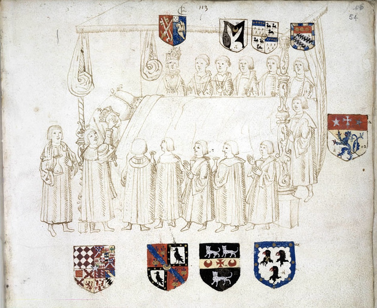 Английская знать вокруг умирающего Генриха VII (1509 год), рисунок современника