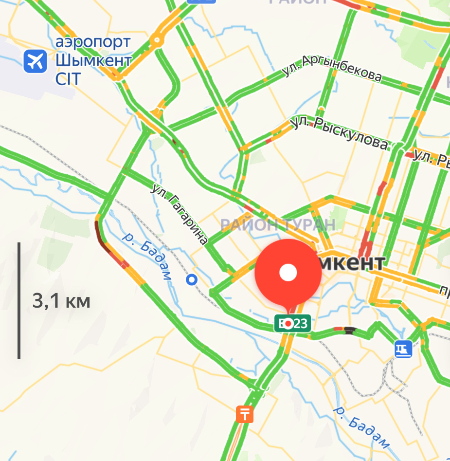 Расположение рынка Колос в Шымкенте