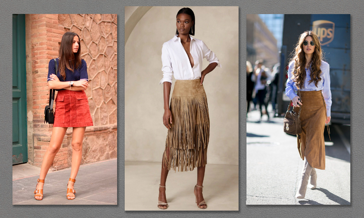 Главный тренд сезона - замшевая юбка