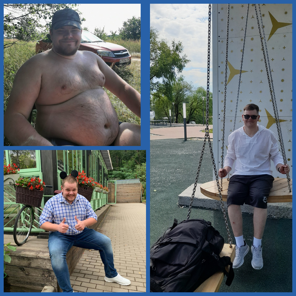 Слева - вес более 170 кг., рост 197 см. Справа вес 113 кг.