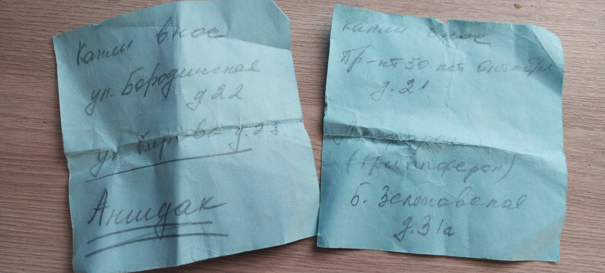 Адреса аптек и лекарства, которые там можно получить. С двух сторон написано))