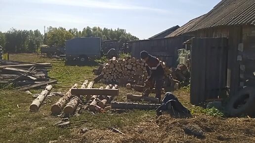 Пилю дрова. Потихоньку готовимся к зиме.