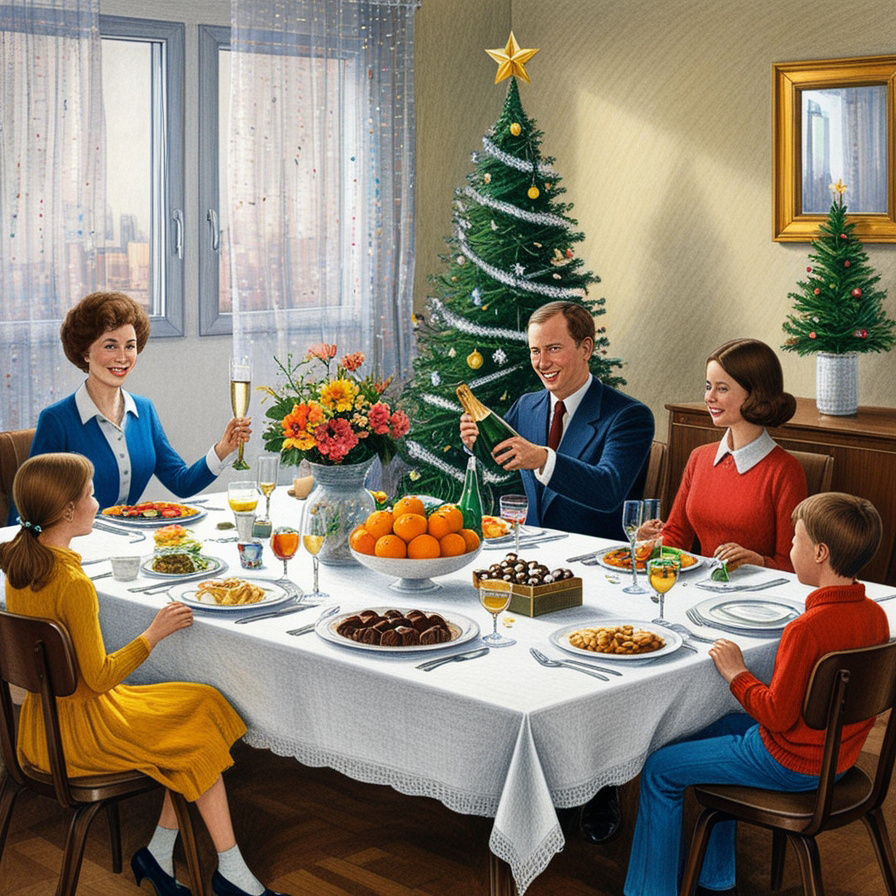 Празднование Нового 1971 года в кругу семьи